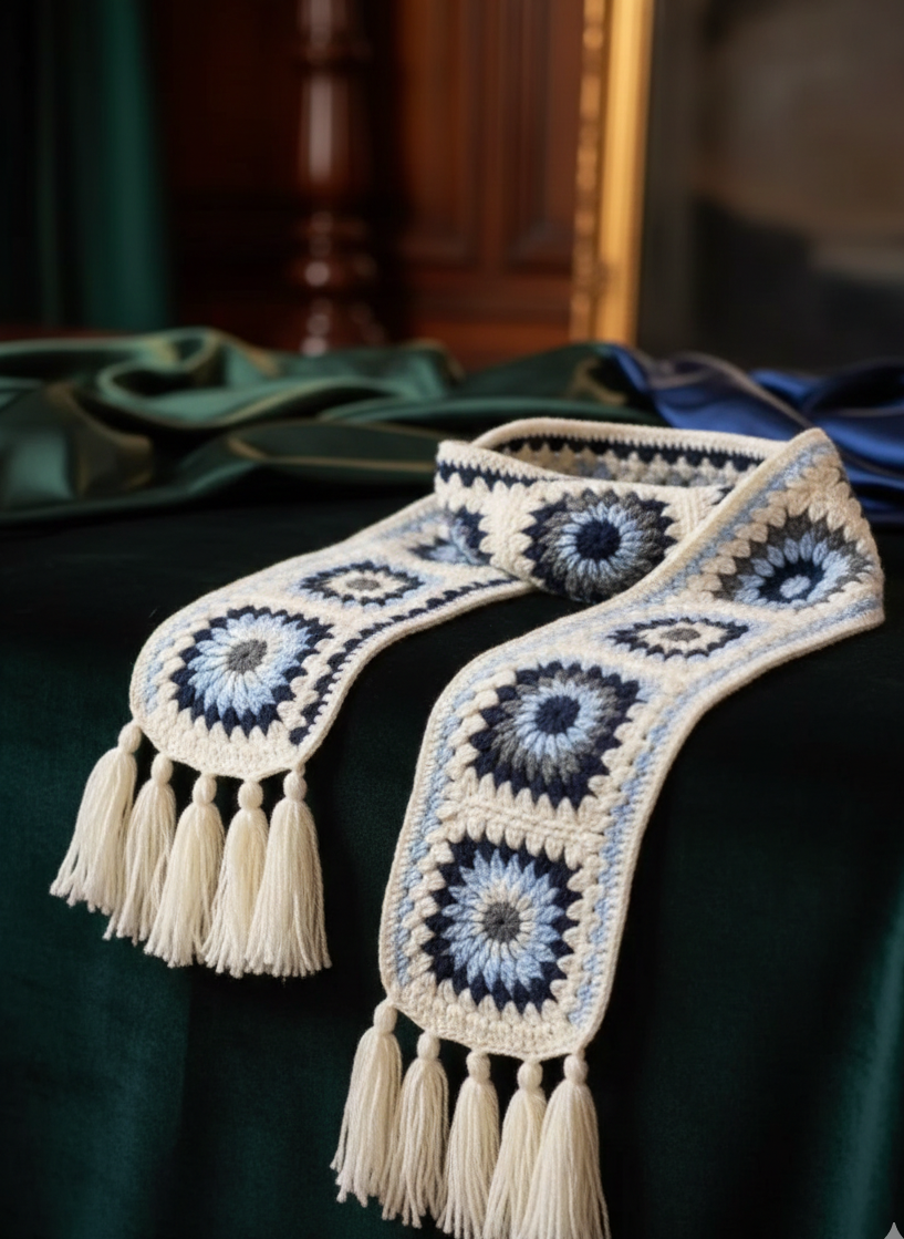 Handmade Crochet Muffler White Woolen Scarf Winter wear for woman