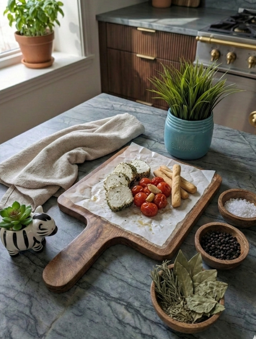 Handmade wooden serving platter with bowls and integrated handle | ArturaLiving