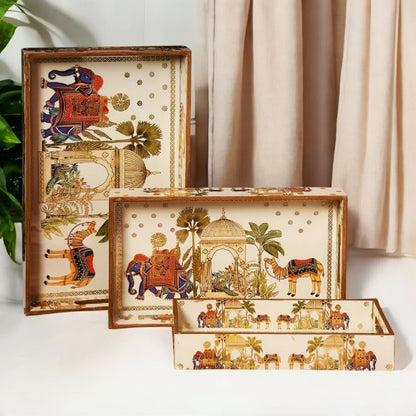 Handcrafted wooden rectangular tray with handles sold by ArturaLiving