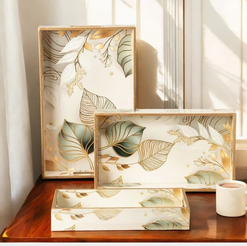 Handcrafted wooden rectangular tray with handles sold by ArturaLiving