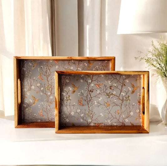 Hummingbird Teak Wood Rectangular Trays (Coming Soon)