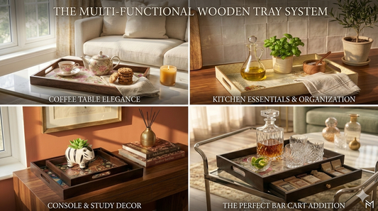 Vintage Bloom Teak Wood Square Trays (Coming Soon)