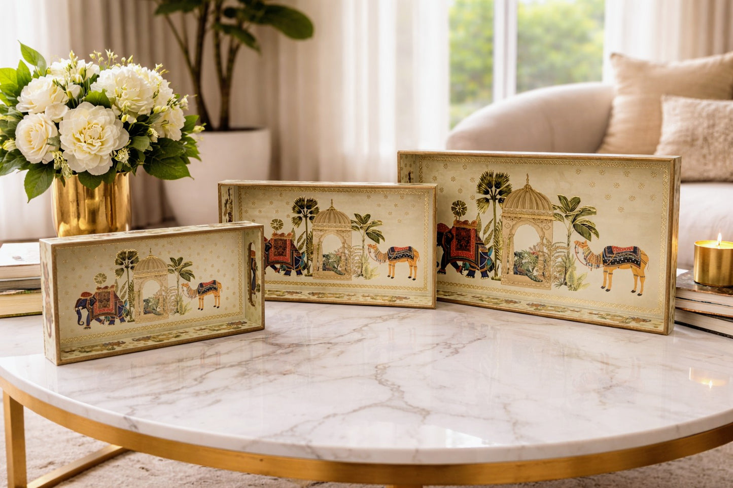 Handcrafted wooden rectangular tray with handles sold by ArturaLiving