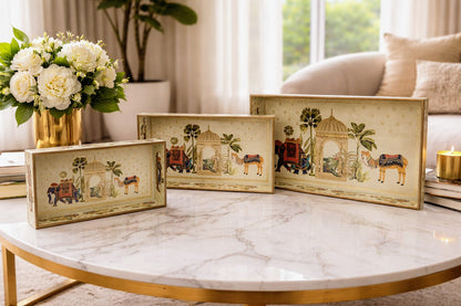 Handcrafted wooden rectangular tray with handles sold by ArturaLiving