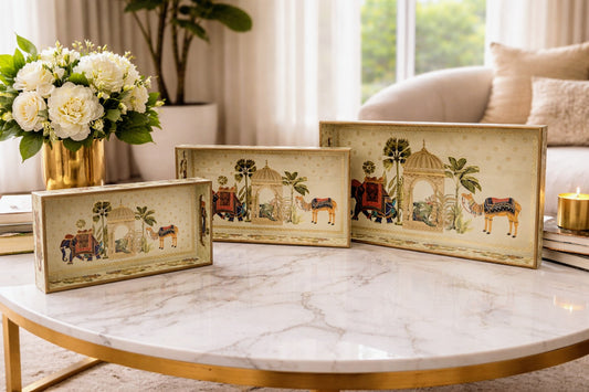 Handcrafted wooden rectangular tray with handles sold by ArturaLiving