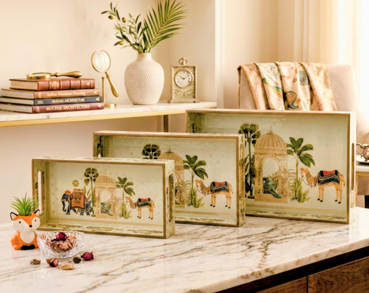 Handcrafted wooden rectangular tray with handles sold by ArturaLiving