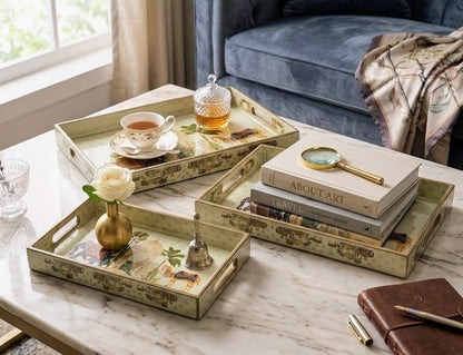 Handcrafted wooden rectangular tray with handles sold by ArturaLiving