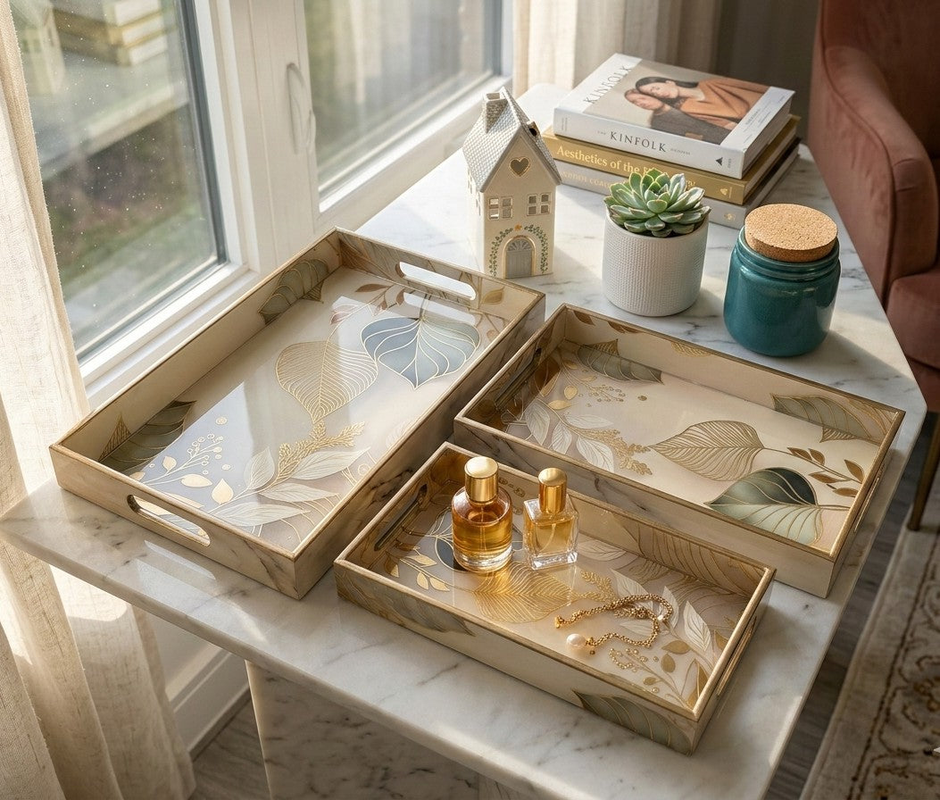 Handcrafted wooden rectangular tray with handles sold by ArturaLiving