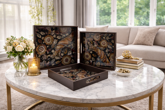 Square MDF wooden tray for serving and decor