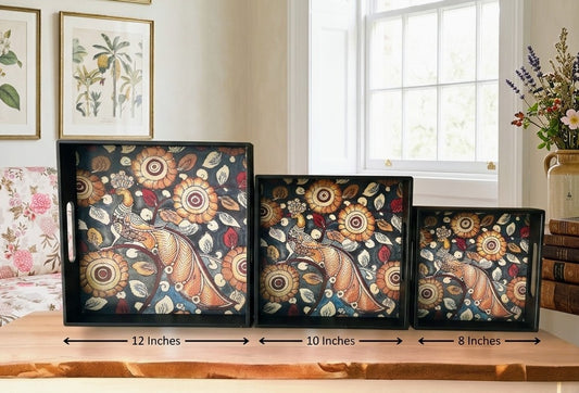 Square MDF wooden tray for serving and decor