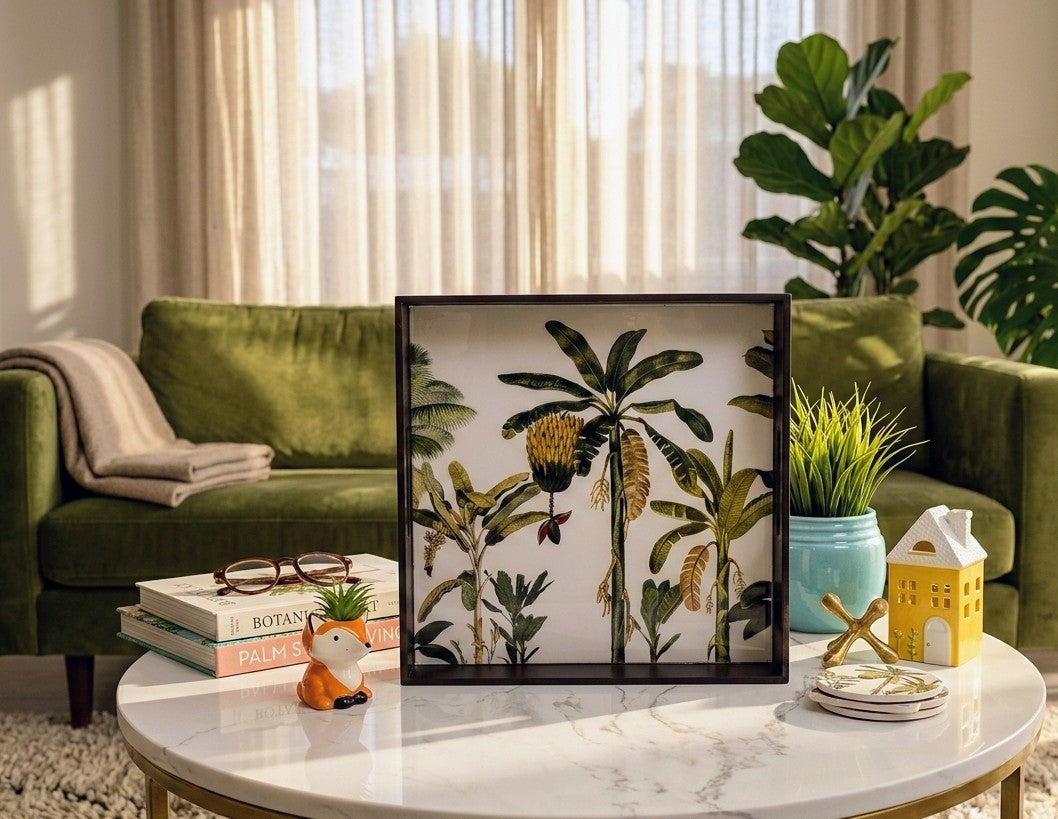 Square MDF wooden tray for serving and decor