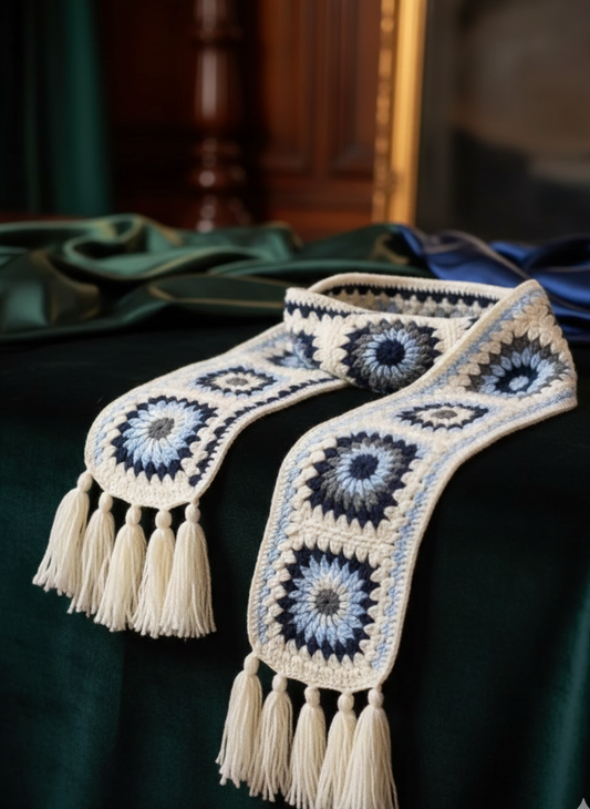 Handmade Crochet Muffler White Woolen Scarf Winter wear for woman 