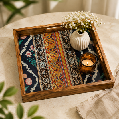 Bohemian Heritage Teak Wood Square Trays