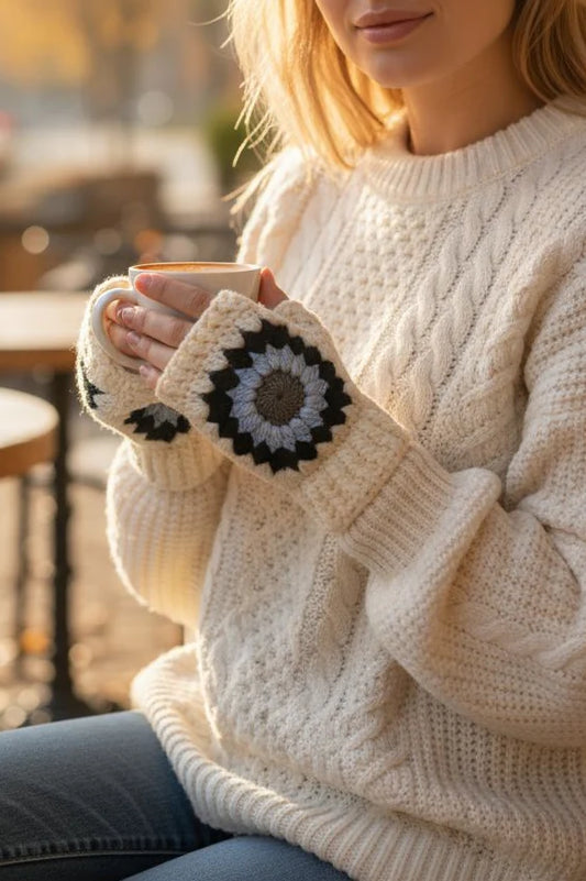 Handmade Stylish Crochet Gloves White for winter wear