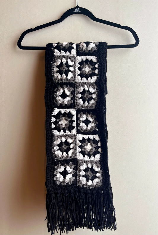 Handmade Crochet Muffler Black Woolen Scarf Winter wear for woman 